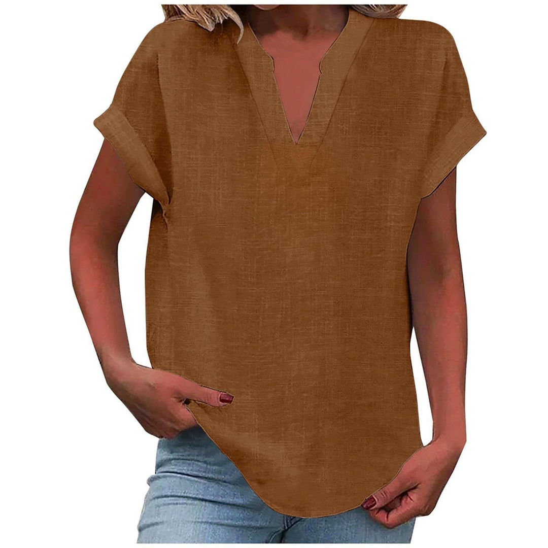Clara | Kvinne Relaxed V-Hals Kortermet Bluse