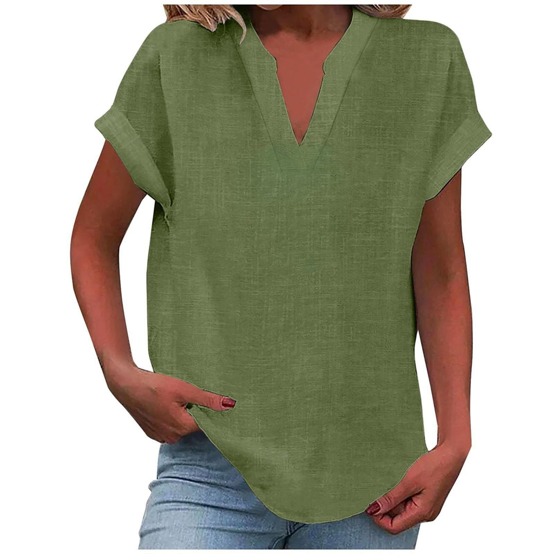 Clara | Kvinne Relaxed V-Hals Kortermet Bluse