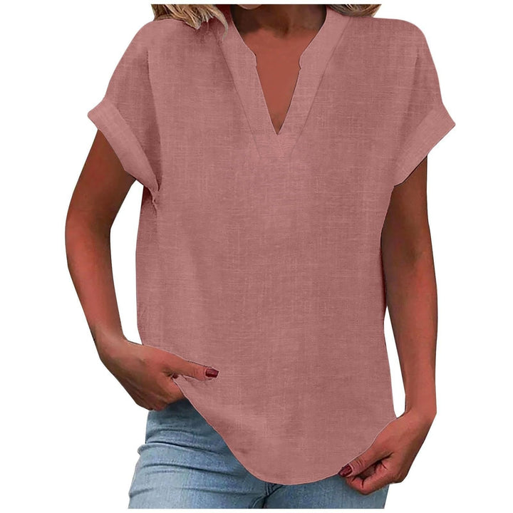 Clara | Kvinne Relaxed V-Hals Kortermet Bluse