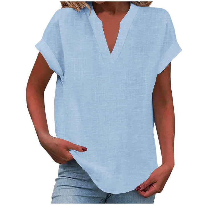 Clara | Kvinne Relaxed V-Hals Kortermet Bluse