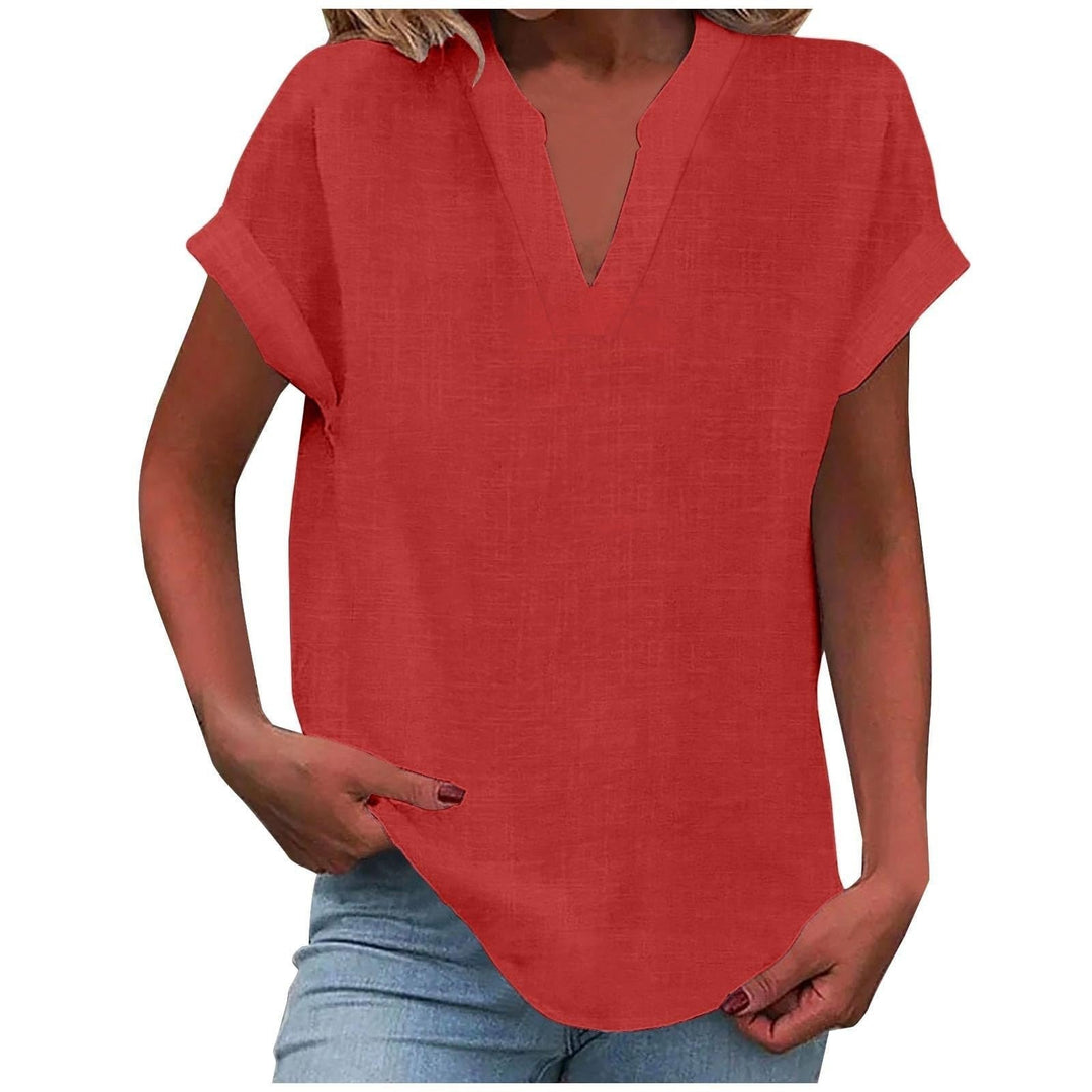 Clara | Kvinne Relaxed V-Hals Kortermet Bluse