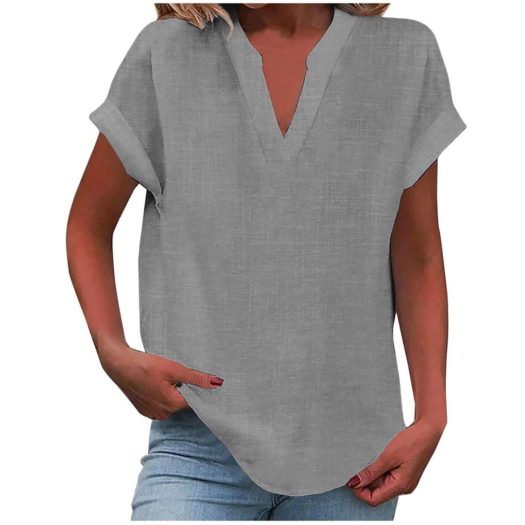 Clara | Kvinne Relaxed V-Hals Kortermet Bluse