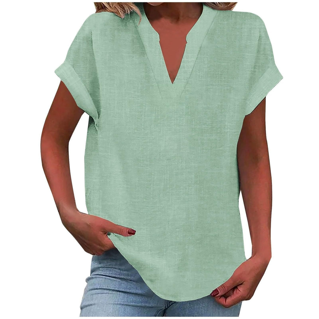 Clara | Kvinne Relaxed V-Hals Kortermet Bluse