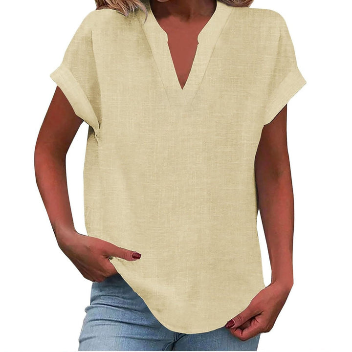 Clara | Kvinne Relaxed V-Hals Kortermet Bluse