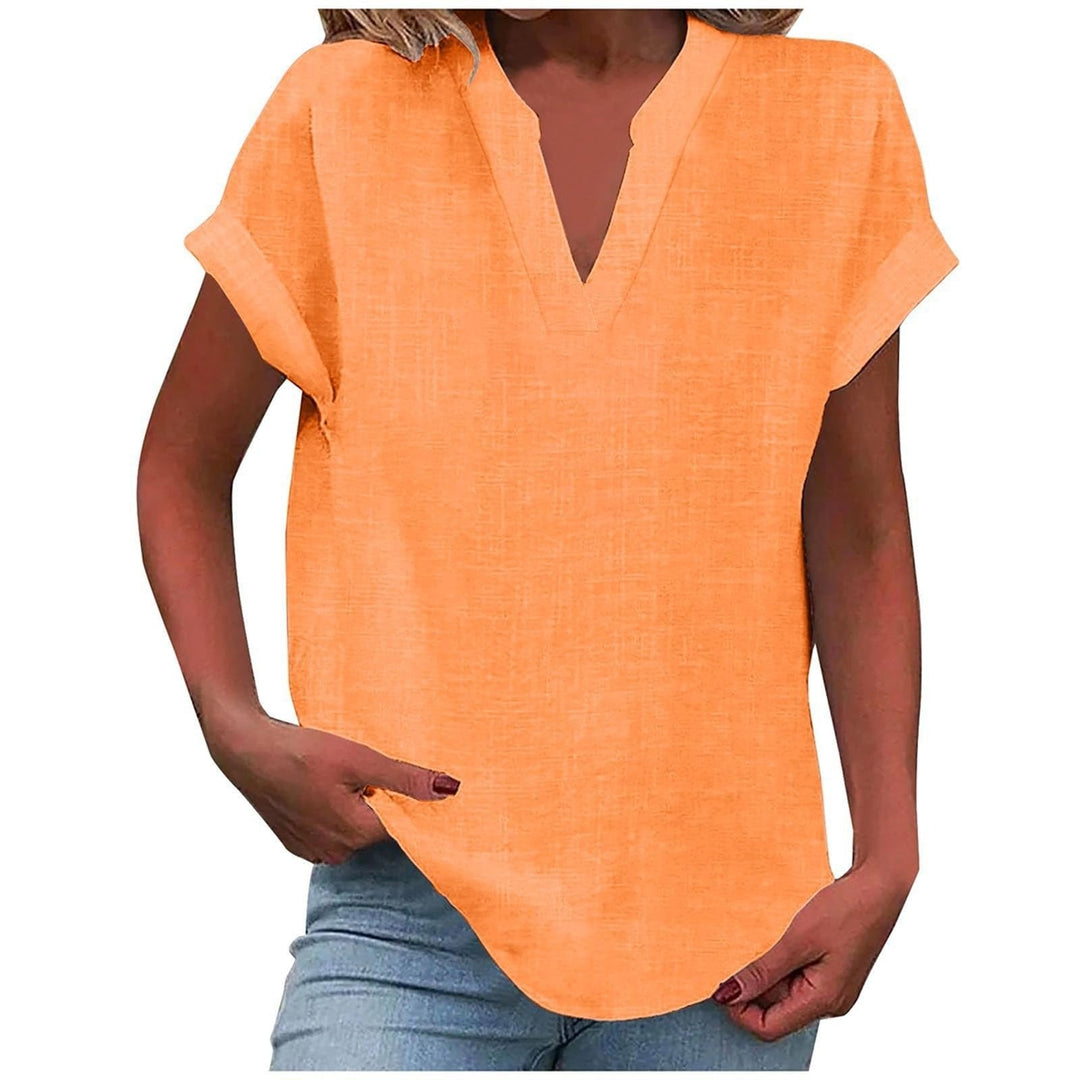 Clara | Kvinne Relaxed V-Hals Kortermet Bluse