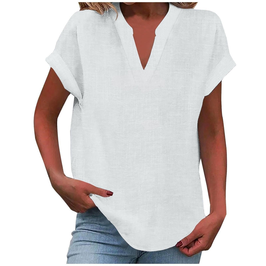 Clara | Kvinne Relaxed V-Hals Kortermet Bluse