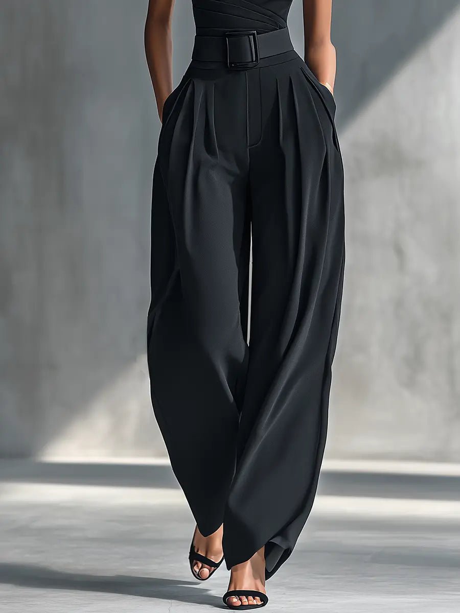 Josefine | Kvinne Asymmetrisk Strikket Topp Bredbein Bukser Sett