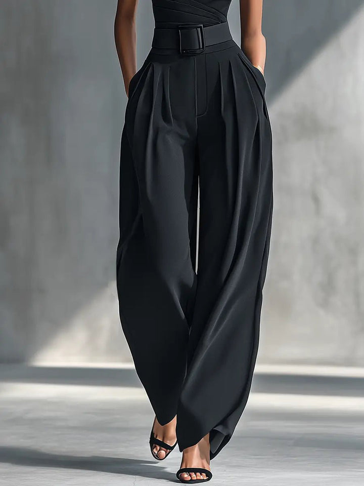 Josefine | Kvinne Asymmetrisk Strikket Topp Bredbein Bukser Sett