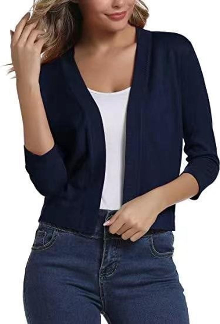 Josefine | Kvinne åpen front kortermet cardigan med 3/4-ermer