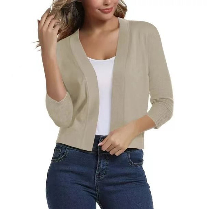 Josefine | Kvinne åpen front kortermet cardigan med 3/4-ermer
