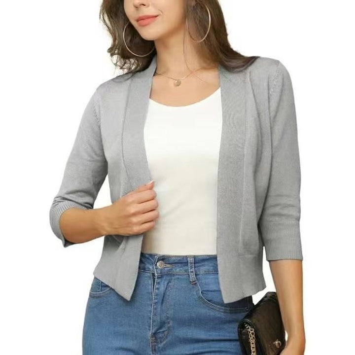 Josefine | Kvinne åpen front kortermet cardigan med 3/4-ermer