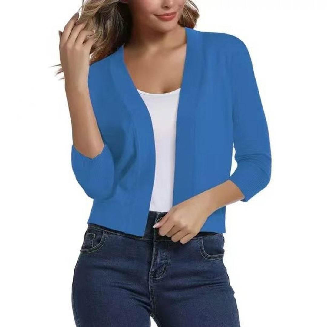 Josefine | Kvinne åpen front kortermet cardigan med 3/4-ermer