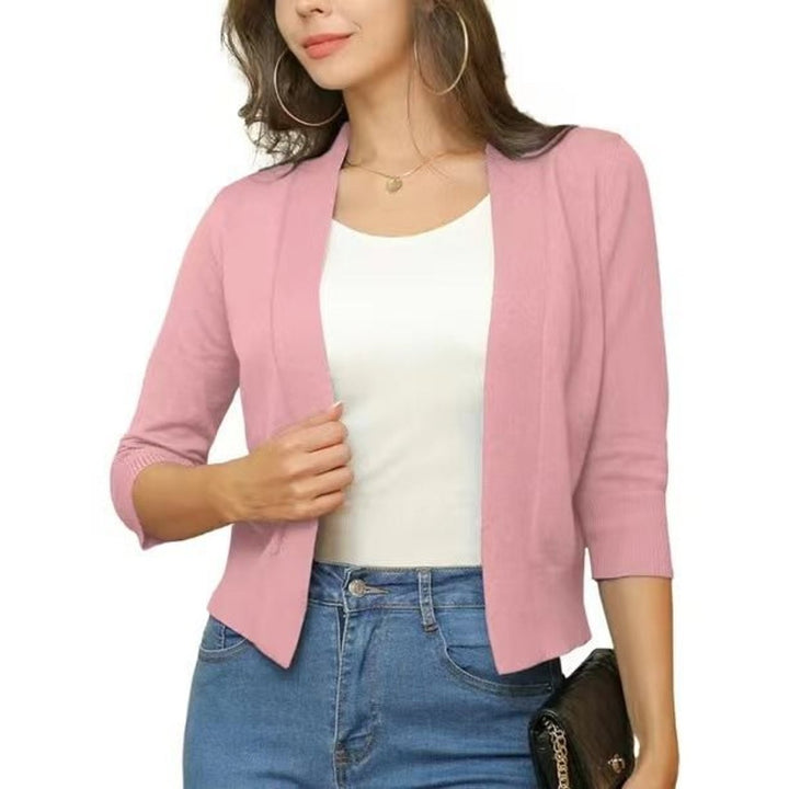 Josefine | Kvinne åpen front kortermet cardigan med 3/4-ermer