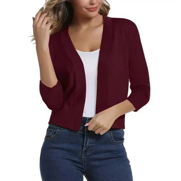 Josefine | Kvinne åpen front kortermet cardigan med 3/4-ermer