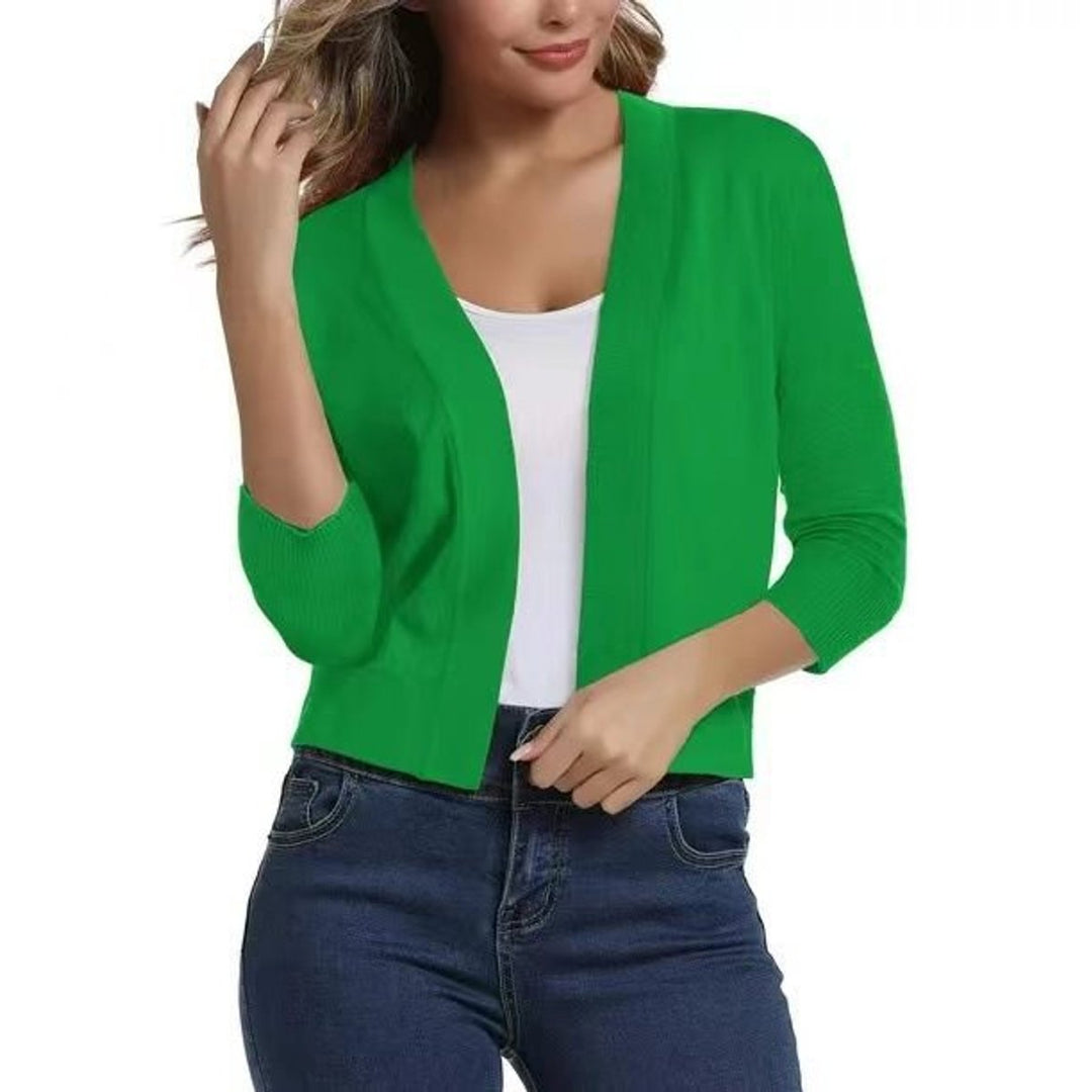 Josefine | Kvinne åpen front kortermet cardigan med 3/4-ermer