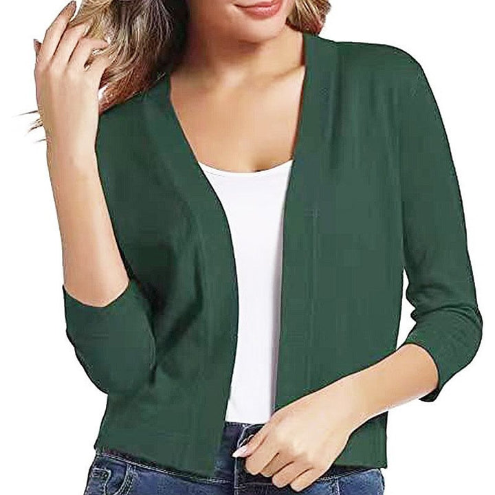 Josefine | Kvinne åpen front kortermet cardigan med 3/4-ermer