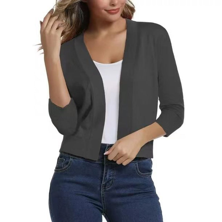 Josefine | Kvinne åpen front kortermet cardigan med 3/4-ermer