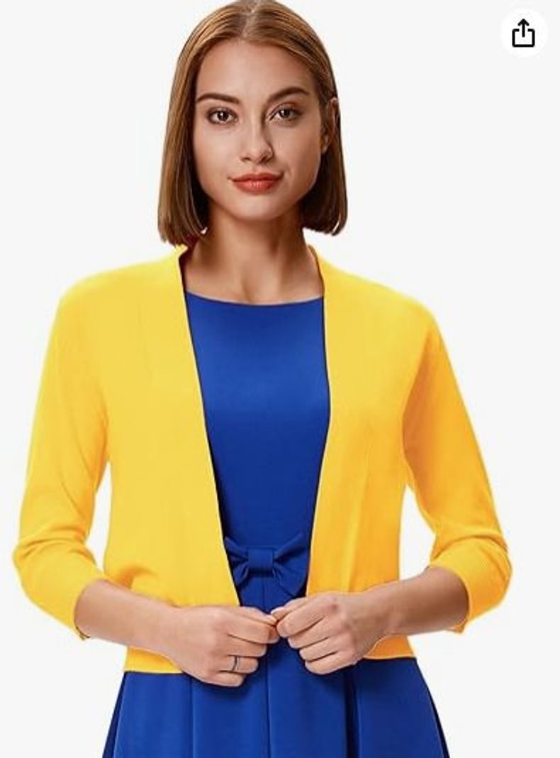 Josefine | Kvinne åpen front kortermet cardigan med 3/4-ermer