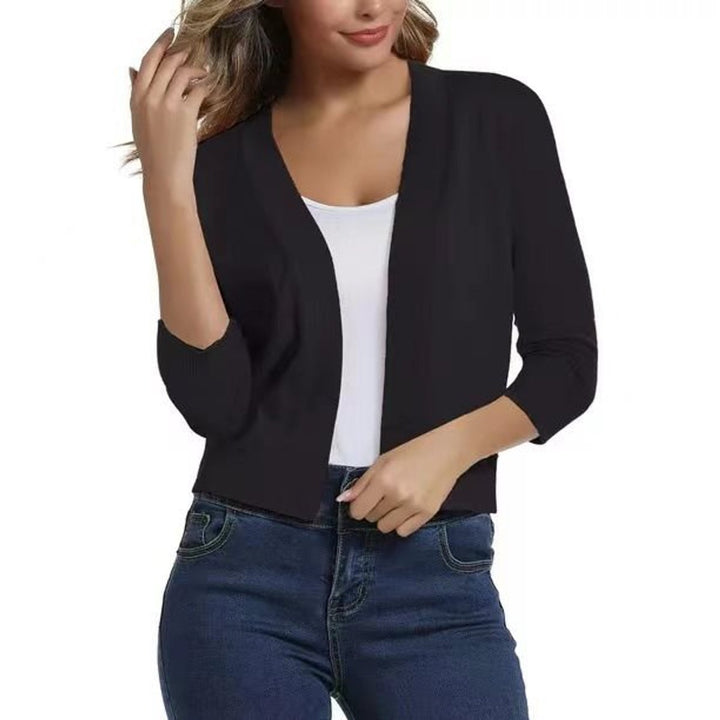 Josefine | Kvinne åpen front kortermet cardigan med 3/4-ermer