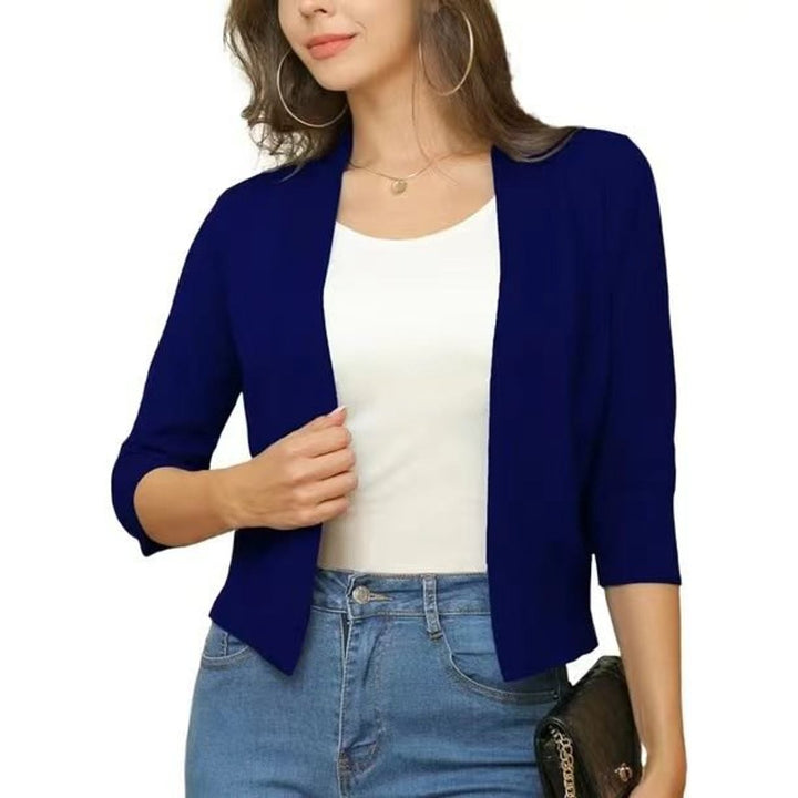 Josefine | Kvinne åpen front kortermet cardigan med 3/4-ermer