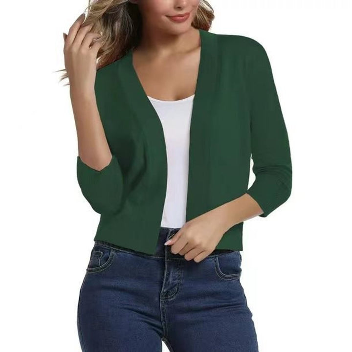 Josefine | Kvinne åpen front kortermet cardigan med 3/4-ermer