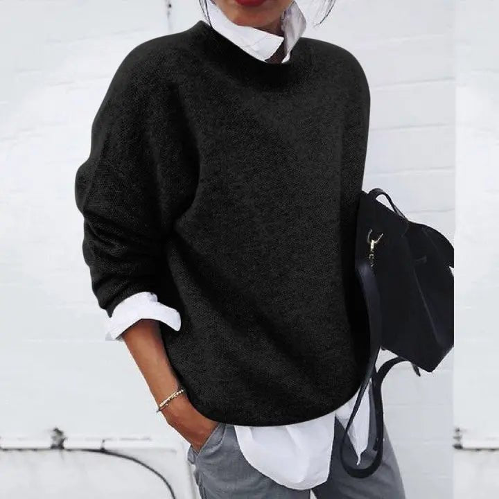 Laura | Kvinne Soft Cashmere Blend Oversized Crew Neck Pullover Genser