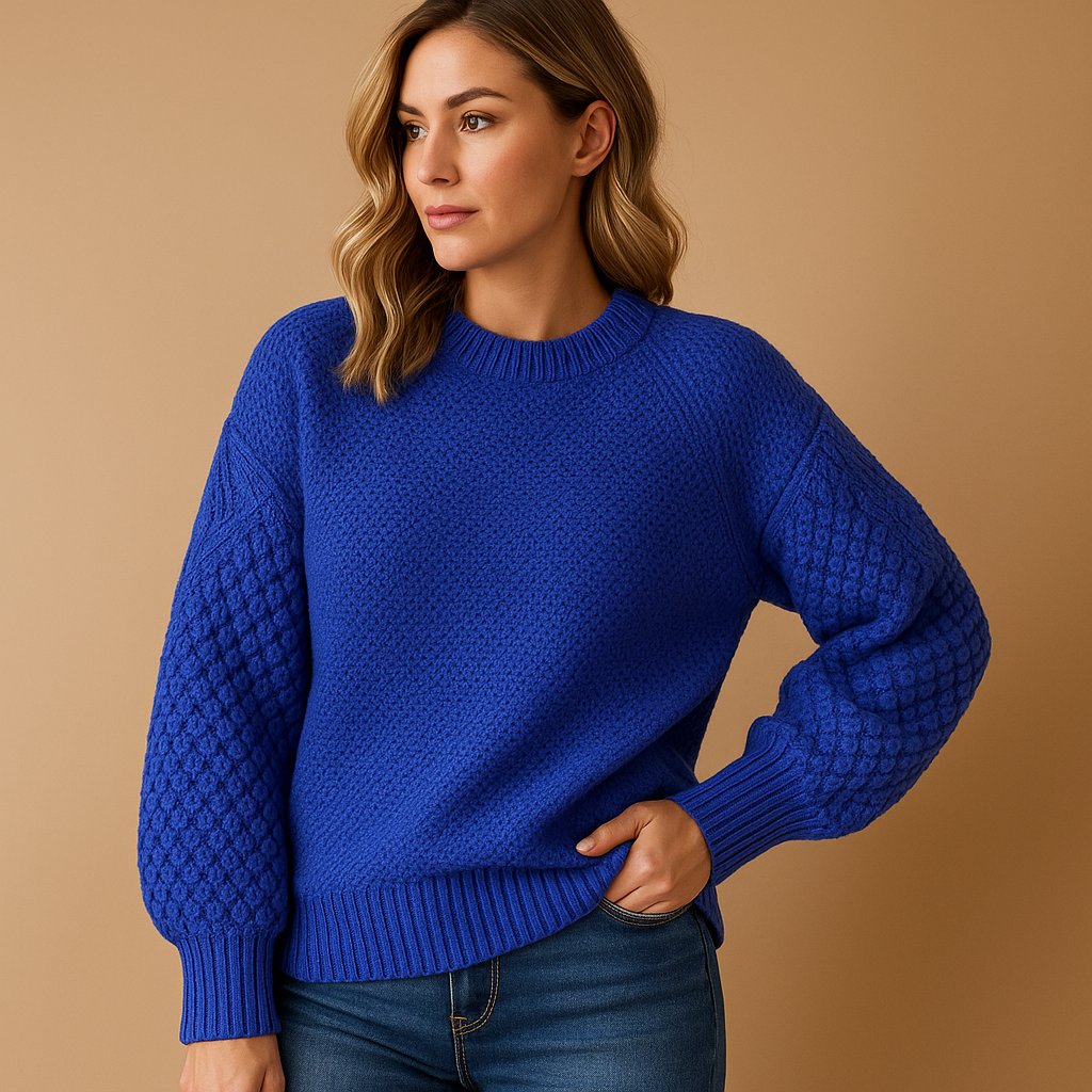 Josefine | Kvinne Soft Knit Genser med Kabelstrikkede Ermer