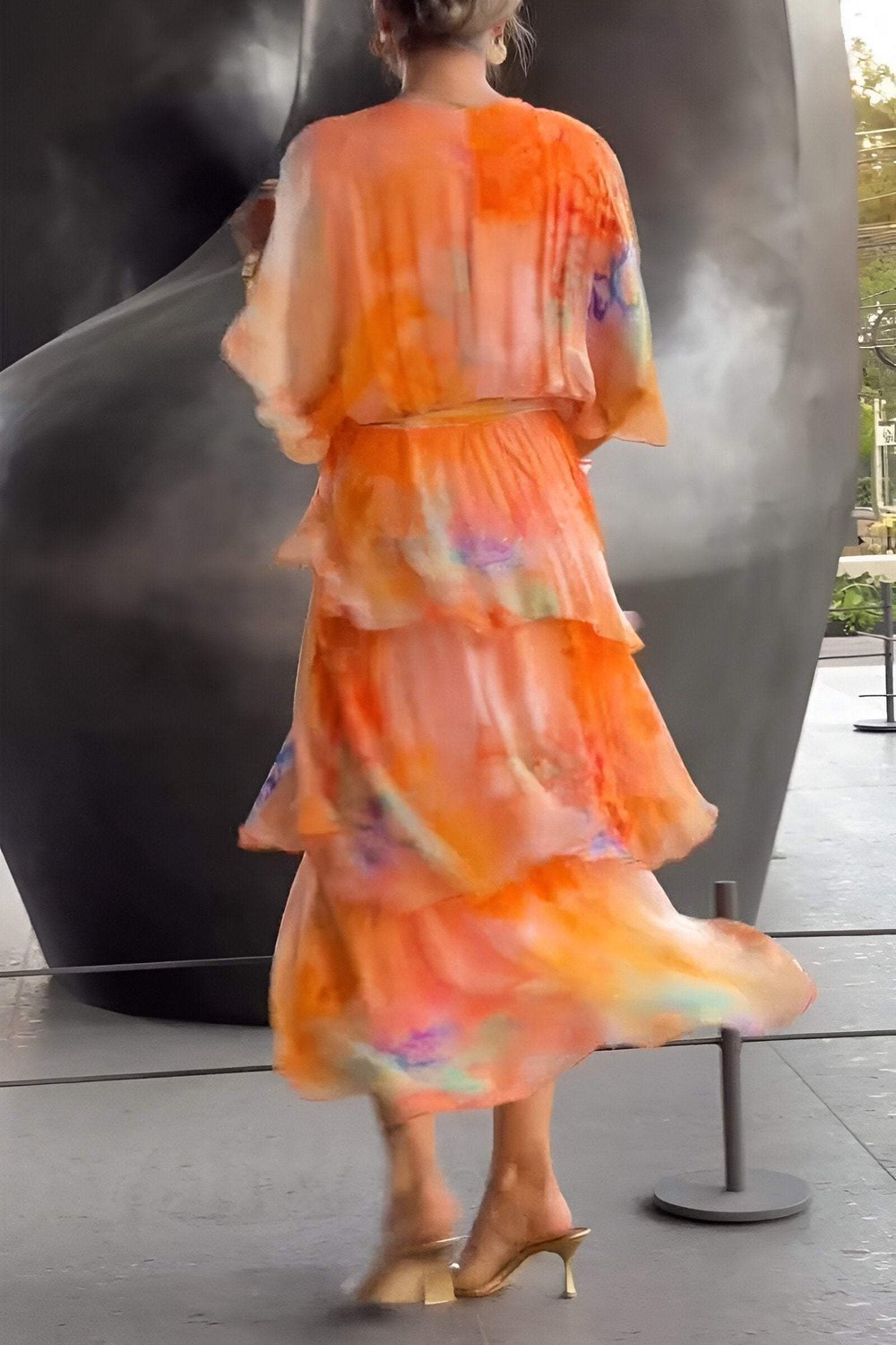 Freja | Kvinne Floral Chiffon Lagdelt Kjole