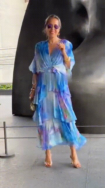 Freja | Kvinne Floral Chiffon Lagdelt Kjole