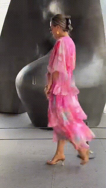 Freja | Kvinne Floral Chiffon Lagdelt Kjole