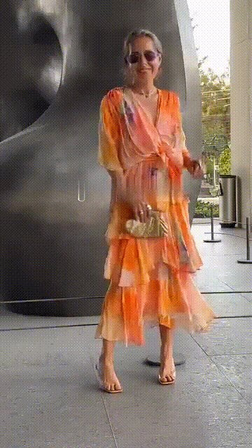 Freja | Kvinne Floral Chiffon Lagdelt Kjole