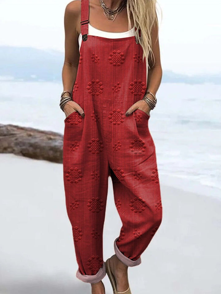 Clara | Dame Jumpsuit Blå Mønster Avslappet Passform Justerbare Stropper