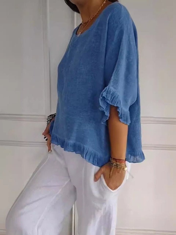 Maja | Kvinne Casual Elegant Bluse med Rynkedetaljer