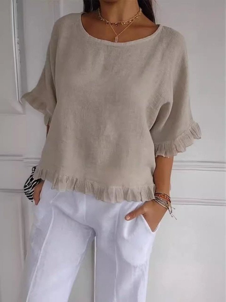 Maja | Kvinne Casual Elegant Bluse med Rynkedetaljer