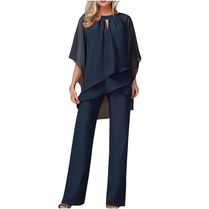 Ella | Kvinne Chiffon Festdrakt med Flaggermusermet Asymmetrisk