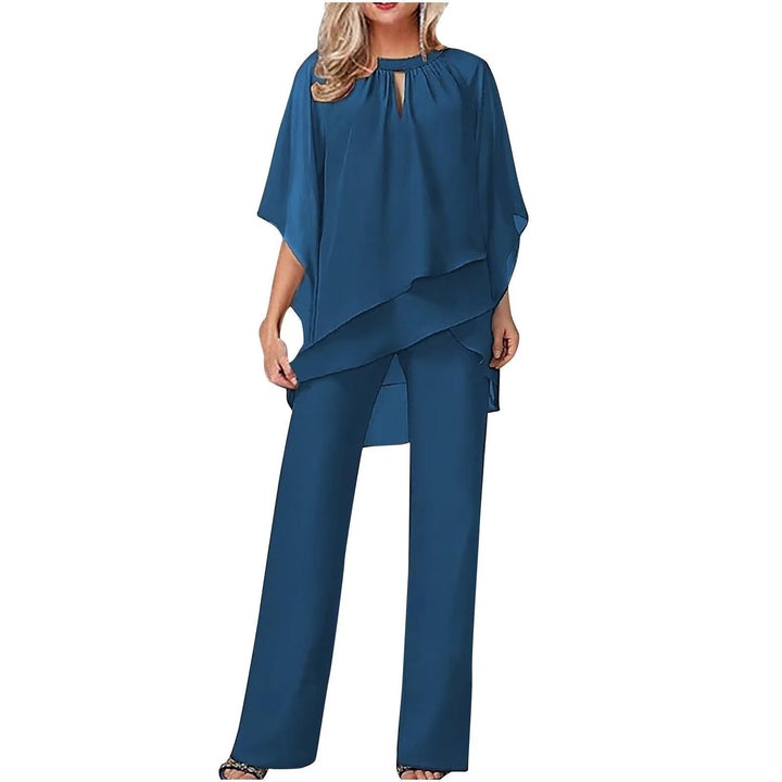 Ella | Kvinne Chiffon Festdrakt med Flaggermusermet Asymmetrisk