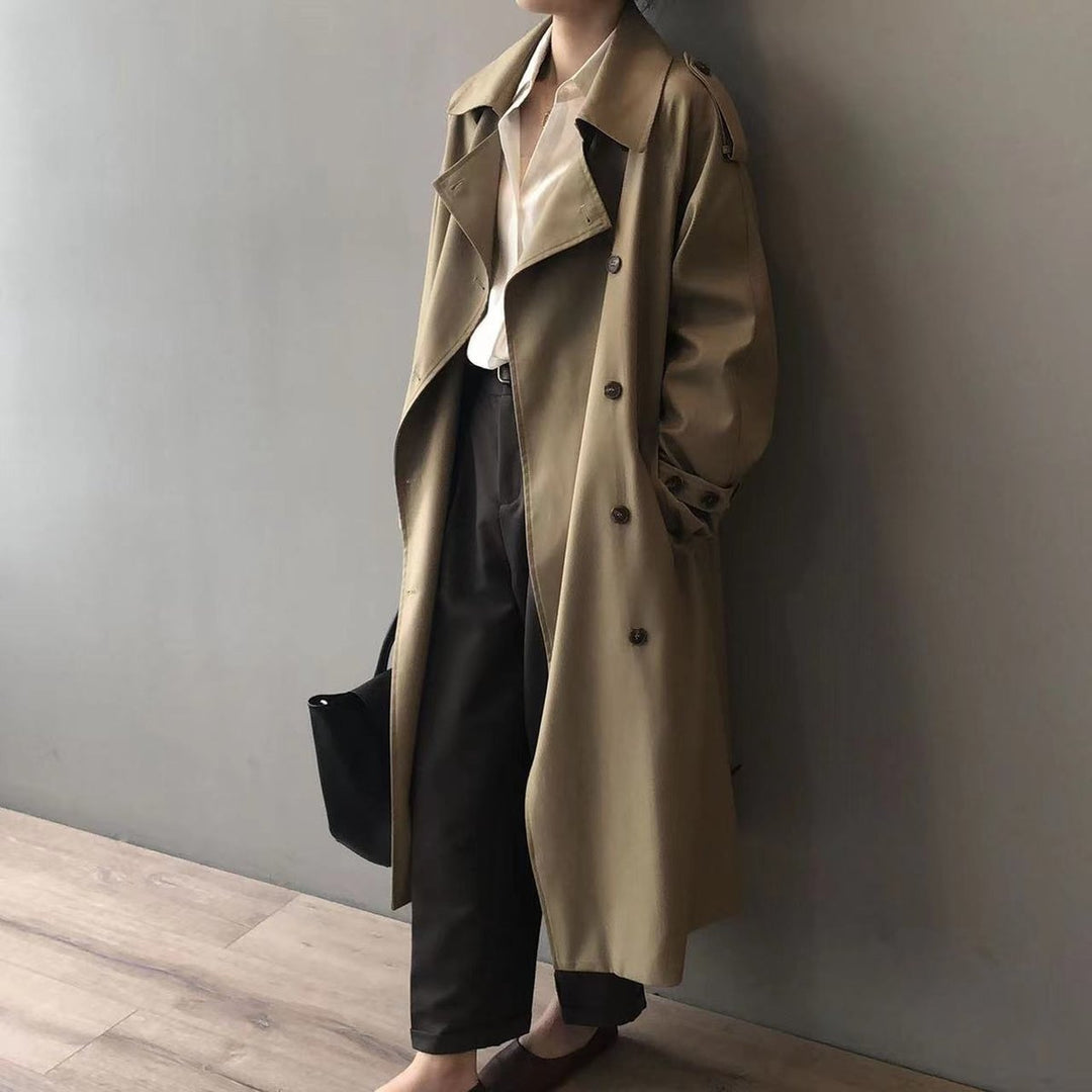 Lea | Dobbelspent vanntett lang trenchcoat