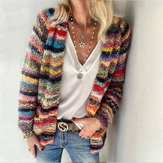 Freja | Kvinne Multicolor Strikket Cardigan