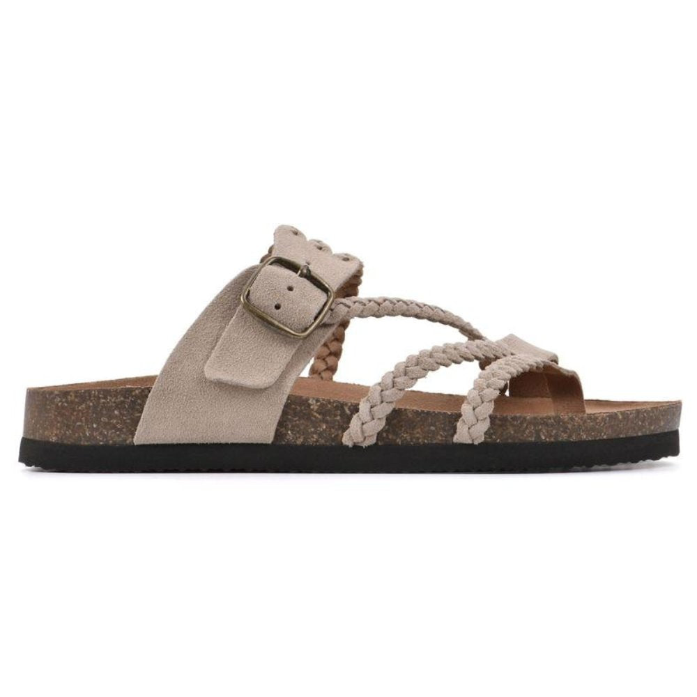 Emma | Kvinne Woven Buckle Sandaler med Tåring og Korksåle