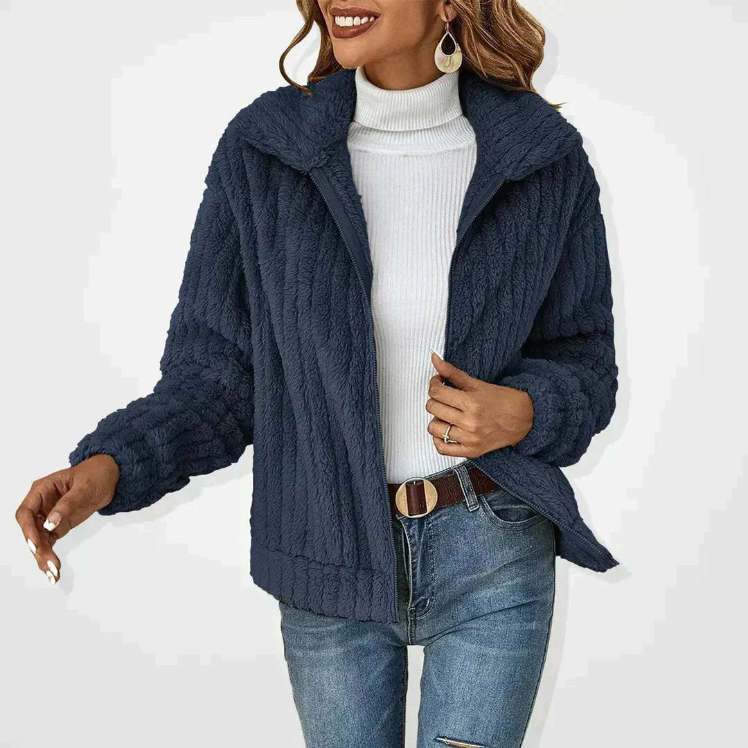 Freja | Kvinne Fluffy Cardigan med Glidelås Myk Fleece Yttertøy