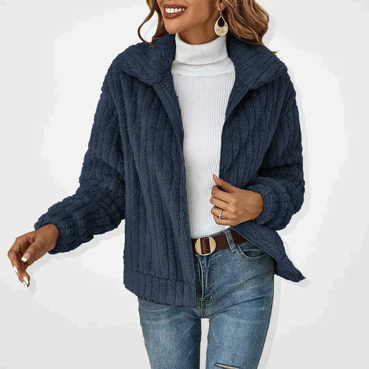 Freja | Kvinne Fluffy Cardigan med Glidelås Myk Fleece Yttertøy
