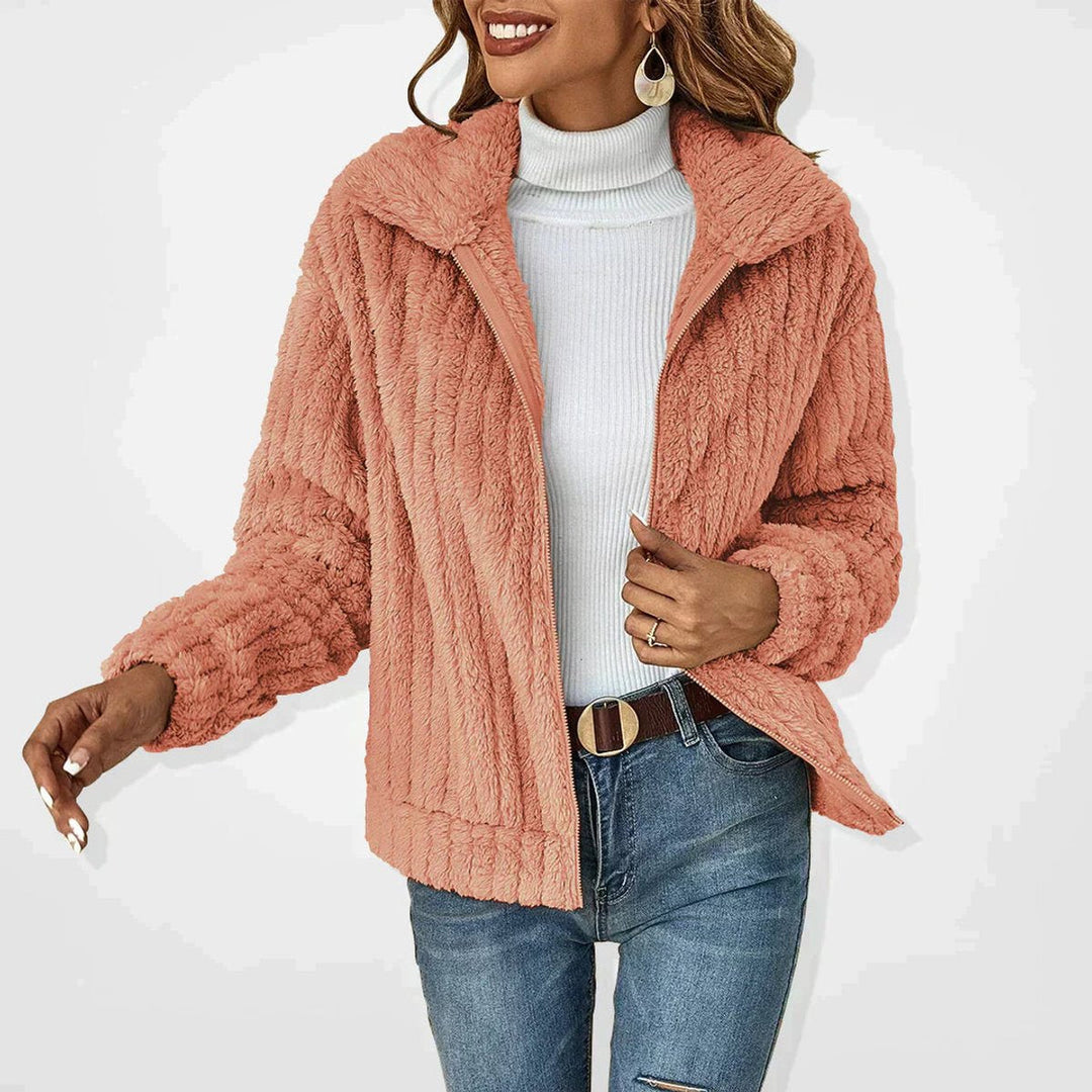 Freja | Kvinne Fluffy Cardigan med Glidelås Myk Fleece Yttertøy