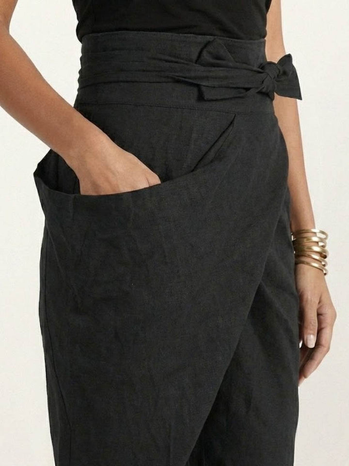 Mathilde | Kvinne Høy Midje Innviklet Front Tapered Korte Bukser