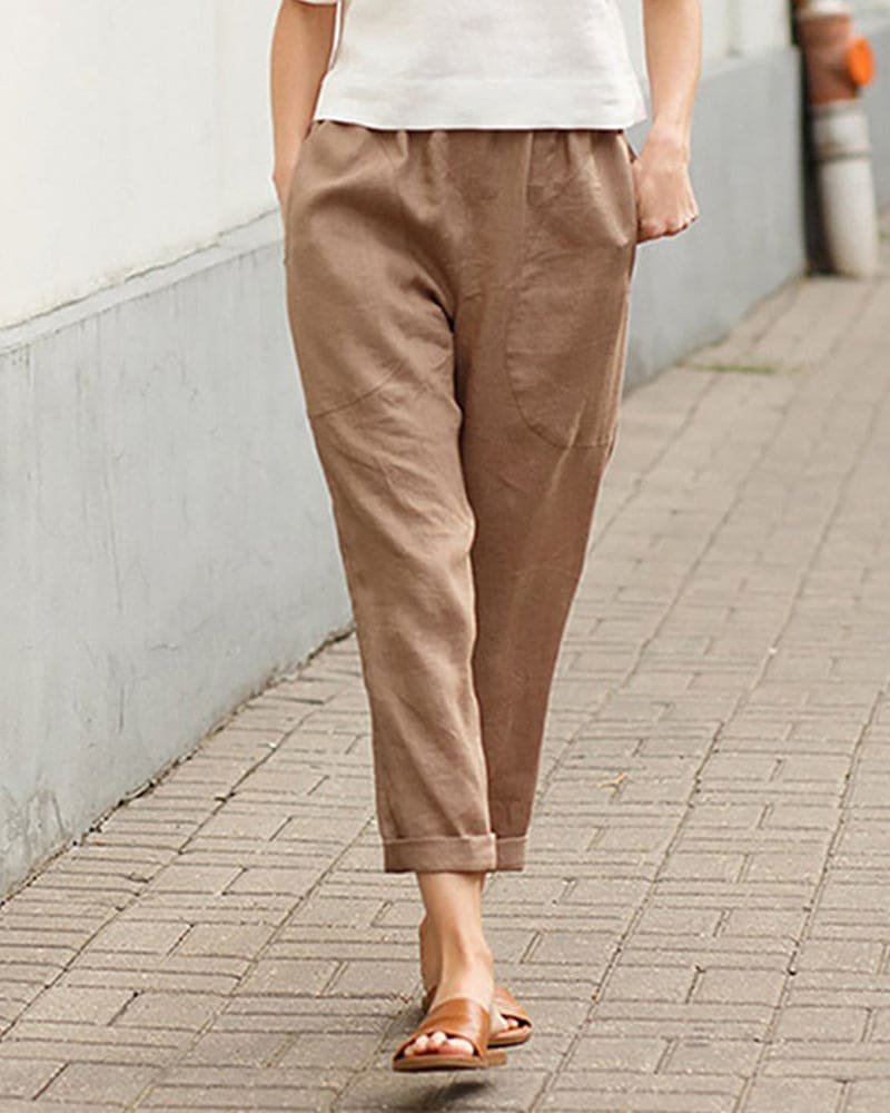 Laura | Kvinne Linstoff Harem Bukser Avslappet Tapered