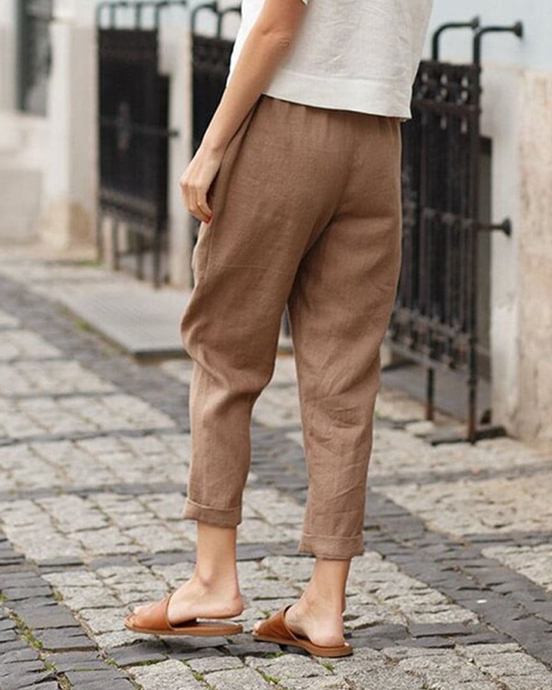 Laura | Kvinne Linstoff Harem Bukser Avslappet Tapered
