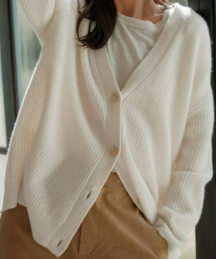 Astrid | Dame Kashmir V-Hals Strikket Cardigan Klassisk Passform