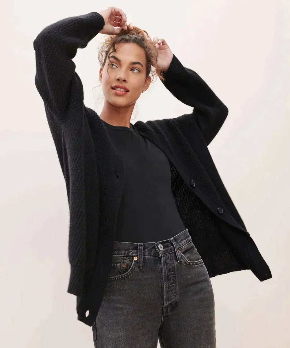 Astrid | Dame Kashmir V-Hals Strikket Cardigan Klassisk Passform