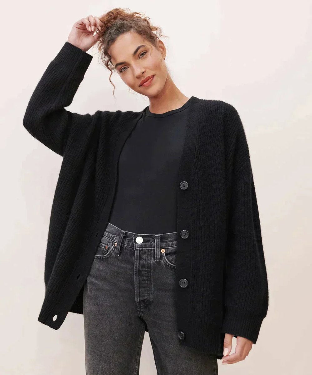 Astrid | Dame Kashmir V-Hals Strikket Cardigan Klassisk Passform