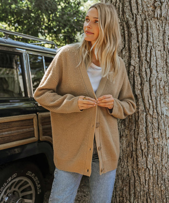 Astrid | Dame Kashmir V-Hals Strikket Cardigan Klassisk Passform
