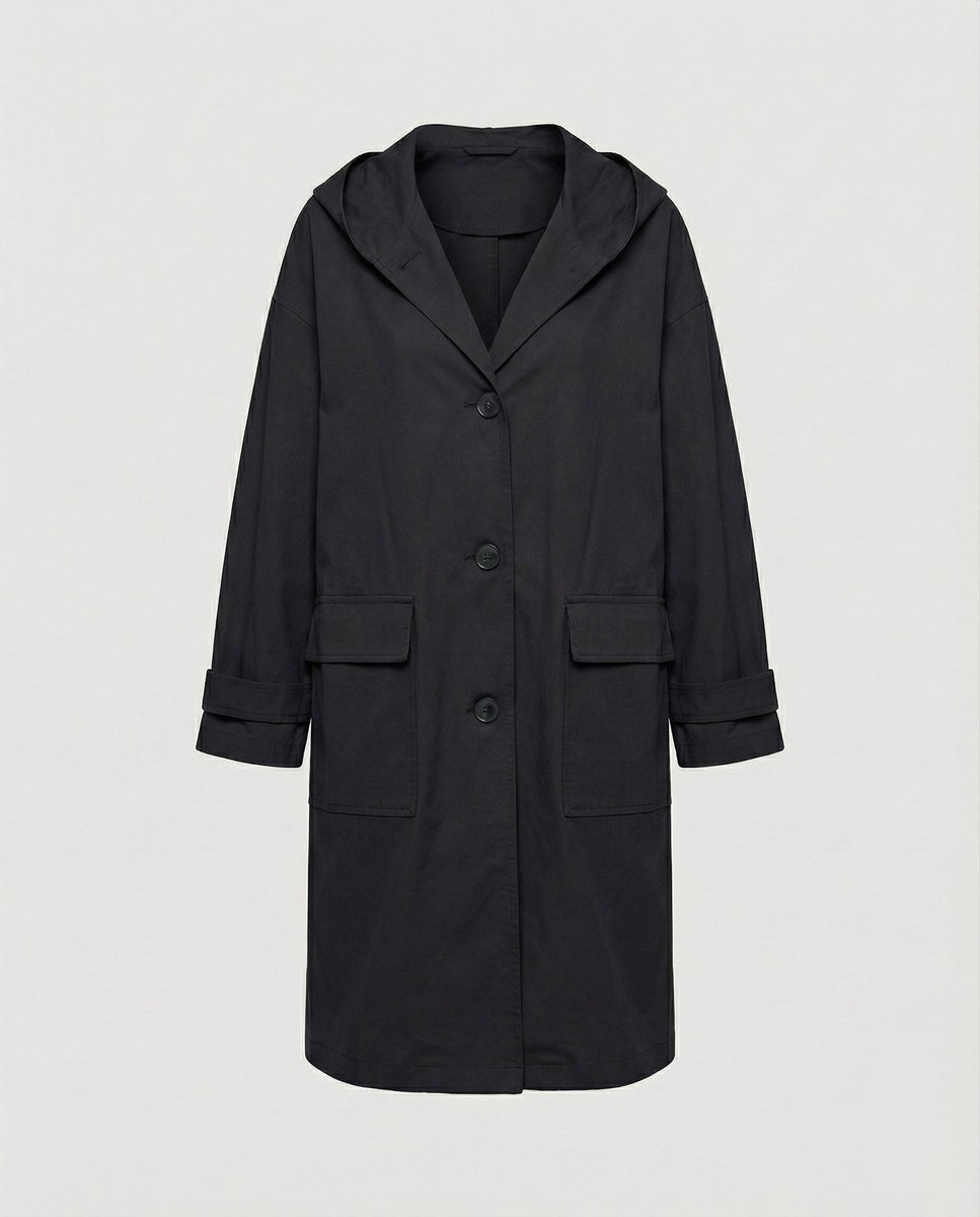 Lea | Damers Lang Vannavstøtende Hette Trench Coat Vindbeskyttende